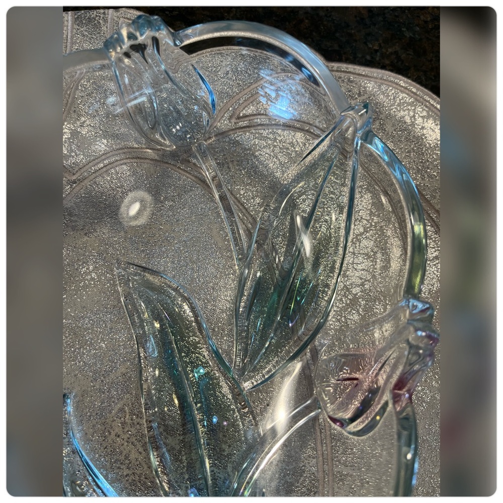 Mikasa-Tivoli Crystal Heart Shaped Tulip Serving Bowl/Platter-9 1/2" - Picture 3 of 7